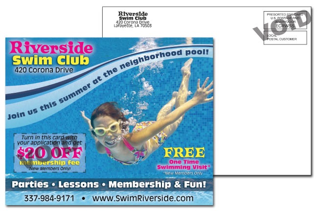 Riverside Swim Club Every Door Direct Mail Postcard