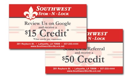 Southwest Stor-N-Lock Referral Cards